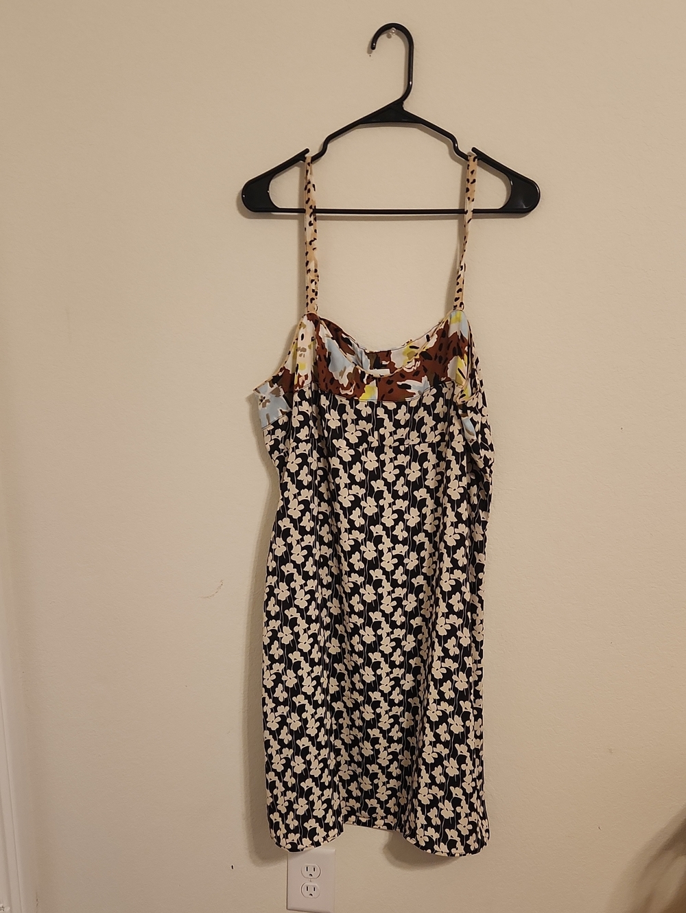 CAbi Floral Mix-Print Sundress in Black, Cream & Brown Accents